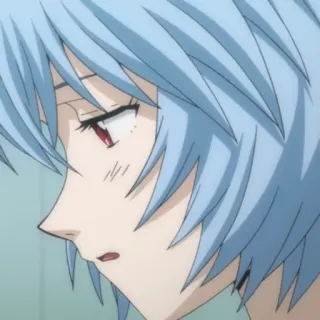 📎 Rei Ayanami Neon Genesis Evangelion Anime, Rei Ayanami, Evangelion, Postać, Niebieskie włosy, Smutny, Manga telegram sticker