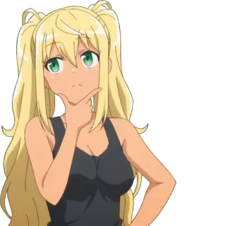🤔 anime, bionda, ragazza, pensierosa, cartone animato telegram sticker