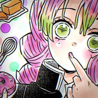 ❤️ Mitsuri Kanroji Demon Slayer Anime, Demon Slayer, Mitsuri Kanroji, Memasak, Imut, Rambut merah muda, Ilustrasi telegram sticker