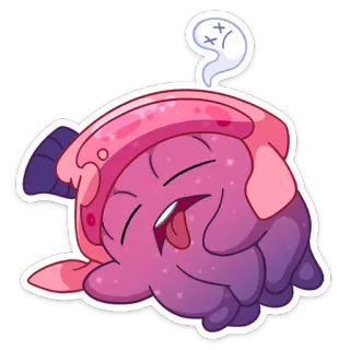 😛 cartone animato, adesivo, personaggio, carino, viola, rosa, divertente, fantasma whatsapp sticker