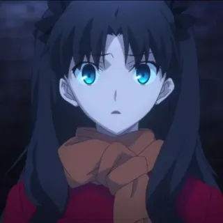 😧 Rin Tohsaka Fate/stay night Anime, Ragazza, Rosso, Sciarpa, Personaggio telegram sticker
