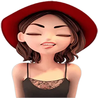 😝 kobieta, dziewczyna, kreskówka, kobieca, czerwony kapelusz, animacja, styl telegram sticker