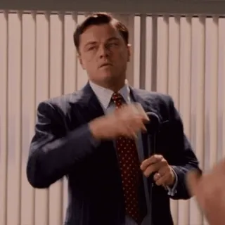 🤧 Jordan Belfort The Wolf of Wall Street Leonardo DiCaprio, El lobo de Wall Street, Jordan Belfort, Orador, Micrófono, Película, Negocios telegram sticker