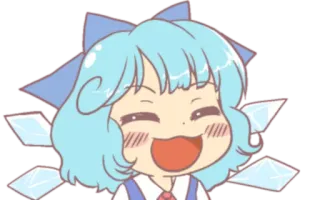 😍 Cirno Anime, Personaggio, Carino, Touhou, Sorridendo, Cartone animato whatsapp sticker