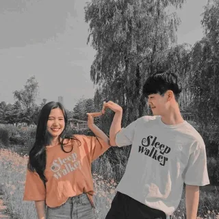 💖 Sleep walker couple, somnambule, mignon, t-shirt, jeunesse telegram sticker