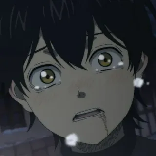 💛 Anime, Chorando, Triste, Emocional, Menino, Rosto telegram sticker