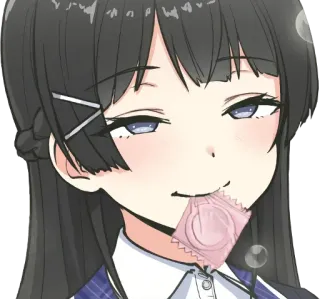 🍆 Аниме, Презерватив, Мультфильм, Девушка, Ухмылка telegram sticker