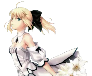 ☺️ Saber Fate/stay night Anime, Nữ, Nhân vật, Saber, Fate Stay Night, Tóc vàng, Váy trắng telegram sticker