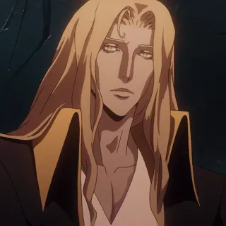 ⛓ Alucard Castlevania Аниме, Вампир, Блондинка, Серьезный, Персонаж, Мультфильм telegram sticker