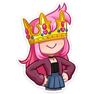 👸 pink hair, crown, character, queen, cute telegram sticker