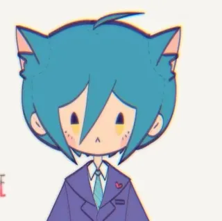 🔪 เนโกะบอย, อนิเมะ, น่ารัก, คาวาอิ, ผมสีฟ้า, ชุดสูท telegram sticker