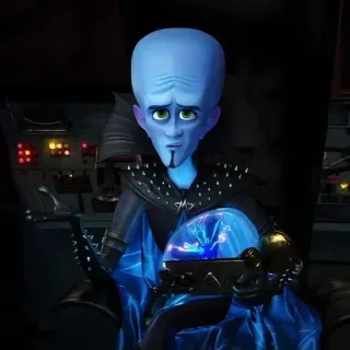 🌟 Megamind Megamind, méchant, animation, super-vilain, bleu, personnage telegram sticker