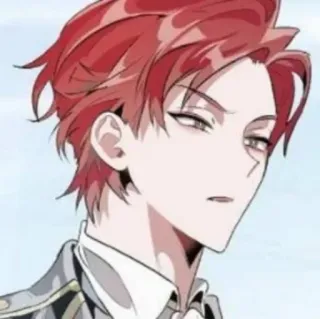 🥀 anime, manga, personaje, pelo rojo, masculino, serio, retrato telegram sticker