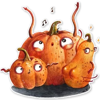 💃 abóbora, outono, outono, halloween, vegetal, fofo, desenho animado telegram sticker