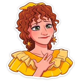 ☺️ Pepa Madrigal Encanto เปปา มาดริกัล, Encanto, ดิสนีย์, ตัวการ์ตูน, ผมหยิก, ชุดสีเหลือง telegram sticker