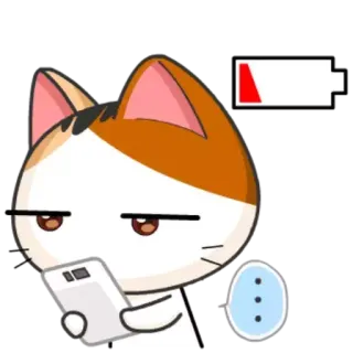 😒 猫, ローバッテリー, スマホ, 絵文字, インターネット telegram sticker