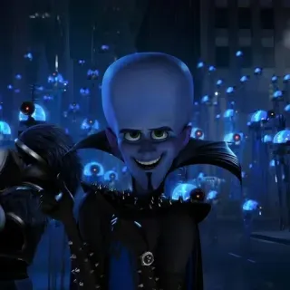 🌟 Megamind dessin animé, animation, méchant, bleu, personnage, super-vilain, héros telegram sticker