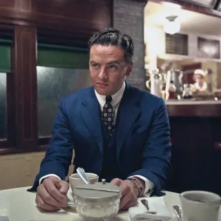 🗿 man, suit, restaurant, table, formal, portrait telegram sticker