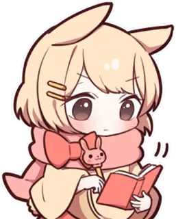 📝 动漫, 卡哇伊, 卡通, 可爱, 阅读, 写作 telegram sticker