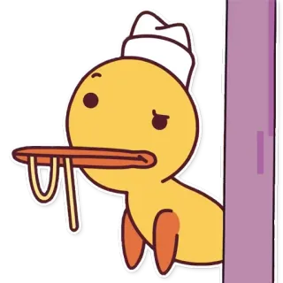 🍝 утка, спагетти, мультфильм, милый, еда, повар telegram sticker