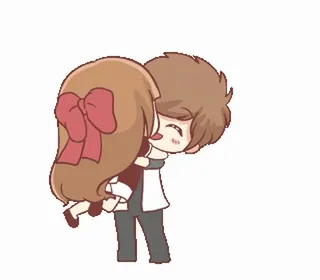 ❤️ Cartoon, Umarmung, Liebe, Paar, Romantik, Zuneigung telegram sticker