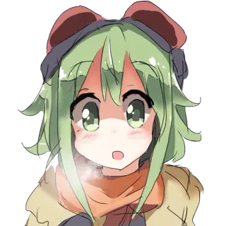 🤧 Anime, Mädchen, Grüne Haare, Süß, Kawaii telegram sticker