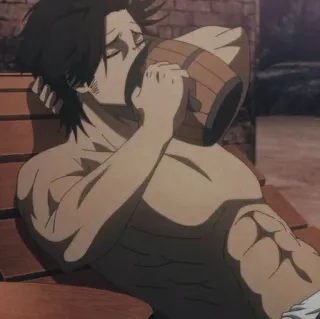 ⚫️ Anime, Musclé, Mâle, Boire whatsapp sticker