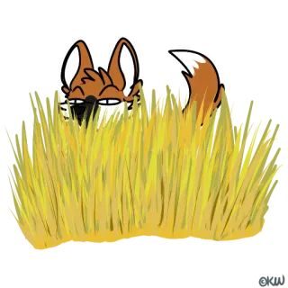 🌾 volpe, erba, animale, natura, cartone animato telegram sticker