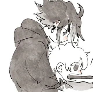 🩹 croquis, illustration, câlin, amour, dessin animé, amitié, couple telegram sticker