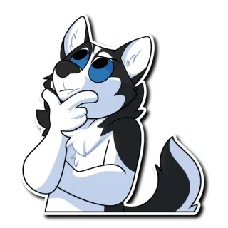 🤔 Hund, denkend, Cartoon, Husky, Tier, Ausdruck telegram sticker