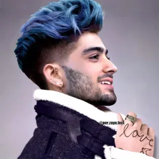 😁 Zayn Malik love 歌手, セレブ, タトゥー, 青髪, 男性, ポートレート telegram sticker
