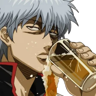 😒 anime, drinking, alcohol, cartoon, man, character telegram sticker