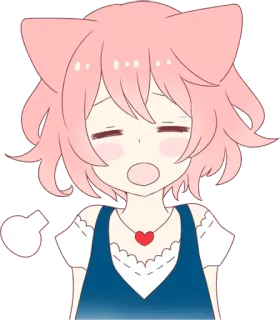 😫 Anime, Ragazza gatto, Capelli rosa, Cartone animato, Carino, Kawaii telegram sticker