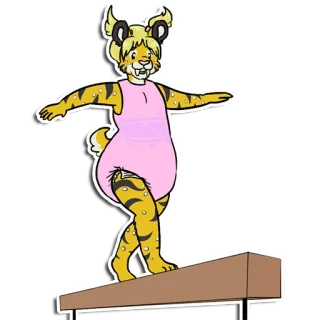 ⚖️ เสือ, ยิมนาสติก, คานทรงตัว, สัตว์, มีขน, การ์ตูน, ภาพประกอบ telegram sticker