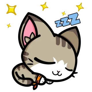 😴 zzz gato, durmiendo, lindo, animal, dibujos animados, zzz, estrellas telegram sticker