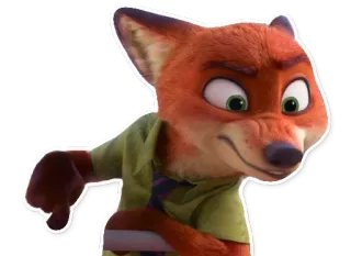 😠 Nick Wilde Zootopia zorro, no me gusta, pulgar abajo, dibujos animados, animal, negativo telegram sticker