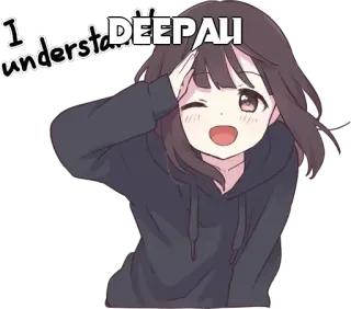 🤔 I understand Anime, Meisje, Knipoog, Glimlach, Begrip telegram sticker