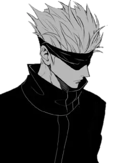 😶 Gojo Satoru Jujutsu Kaisen อนิเมะ, มังงะ, โกะโจ ซาโตรุ, มหาเวทย์ผนึกมาร, ตัวละคร, ผ้าปิดตา, ขาวดำ telegram sticker