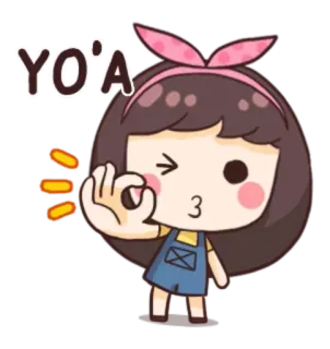 👌 YO'A Dibujo animado, Anime, Lindo, Chica, Personaje, Adhesivo, Ok telegram sticker