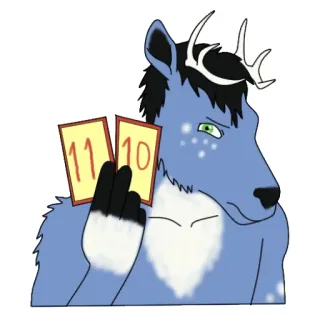 🃏 11 10 anthro, cerf, cartes, blackjack, dessin, furry telegram sticker