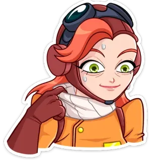 😅 ผู้หญิง, นักบิน, การ์ตูน, นักบิน, แว่นตา, ตัวละคร, เหงื่อ, ชี้ telegram sticker