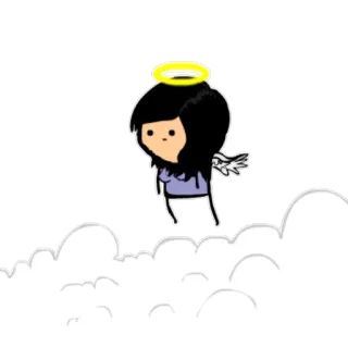 😇 นางฟ้า, สวรรค์, การ์ตูน, รัศมี, เมฆ telegram sticker