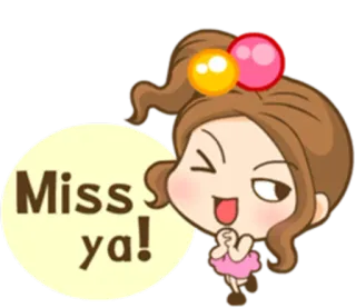 😉 Miss ya! Hoạt hình, Dễ thương, Cô gái, Nhớ bạn, Tình bạn telegram sticker