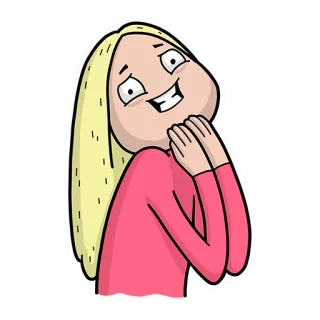 😊 femme, cheveux blonds, joyeux, dessin animé, autocollant telegram sticker