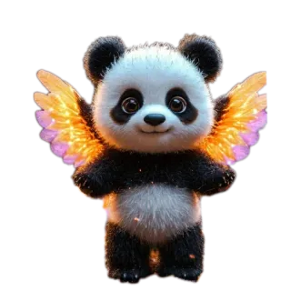 🧸 Panda, Lindo, Alas, Animal, Dibujos animados, Pegatina, Arte digital whatsapp sticker