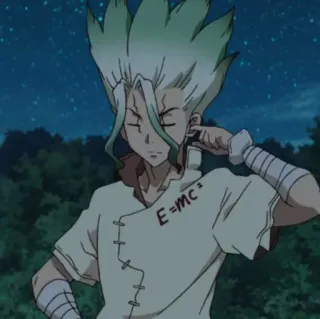 🔬 Senku Ishigami Dr. Stone E=mc² аниме, наука, умный, уравнение, ученый whatsapp sticker