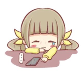 😢 грустно, девочка, мультфильм, аниме, плачет, расстроен, телефон telegram sticker