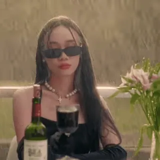 🎈 woman, wine, drinking, sunglasses, elegant, fashion, luxury, glass telegram sticker