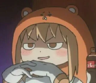 🌚 Anime, Ragazza, Felpa con cappuccio, Compiaciuto, Mangiare telegram sticker