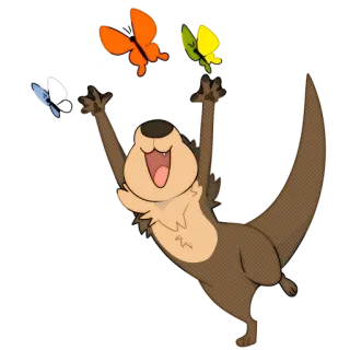 🦋 otter, cartoon, animal, butterfly, cute telegram sticker